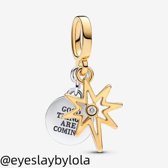 Pandora Engravable North Star Lab-grown Diamond Dangle Charm - Picture 1 of 7